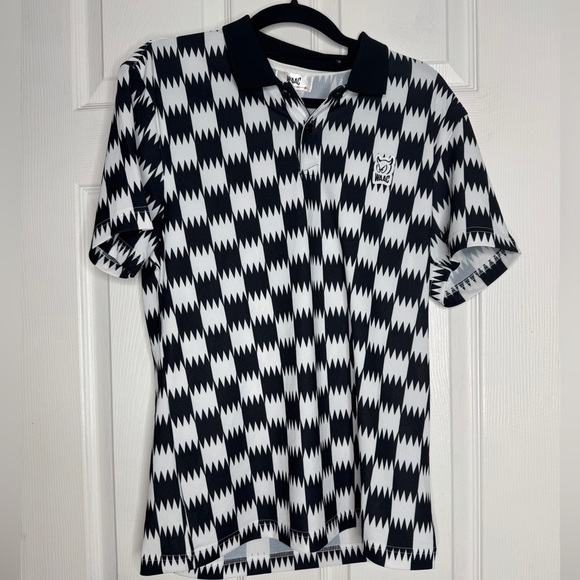 WAAC NWT Men’s Black White Checkered Golf Polo Size 1/L - Picture 1 of 8